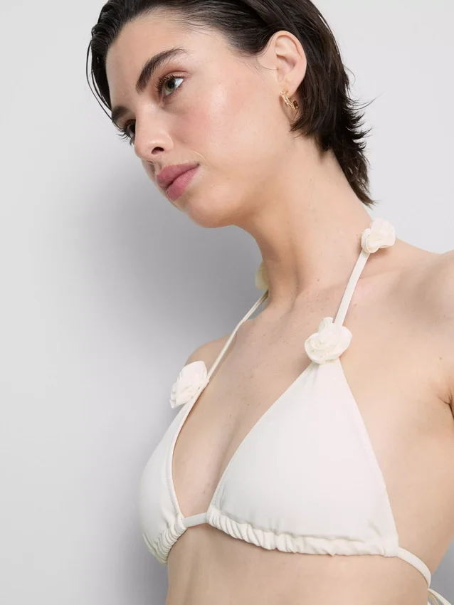 3d floral triangle bikini top