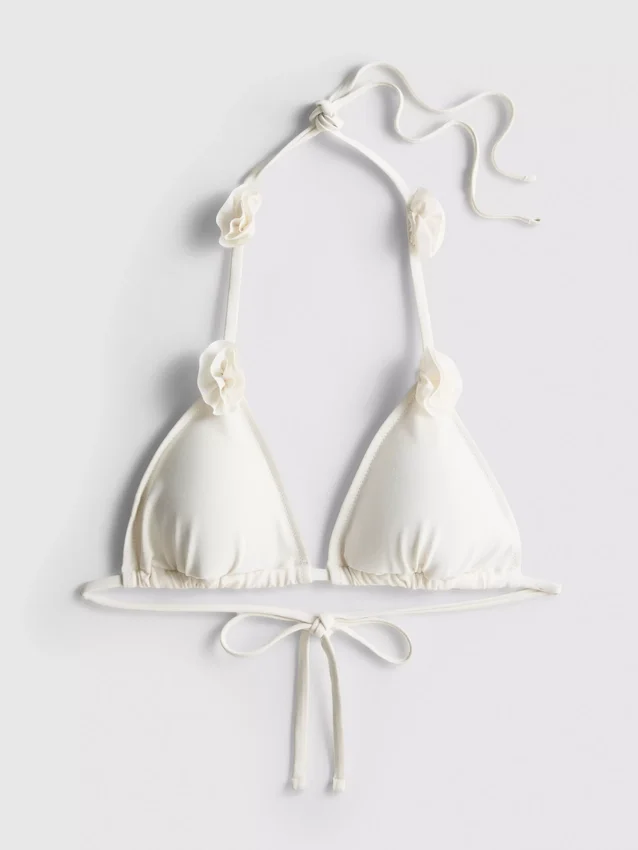 3d floral triangle bikini top