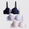 3pk a-e cotton-rich printed bras