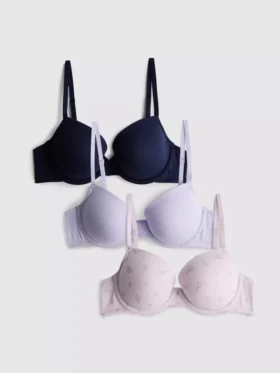 3pk a-e cotton-rich printed bras