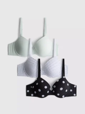 3pk a-e printed t-shirt bras