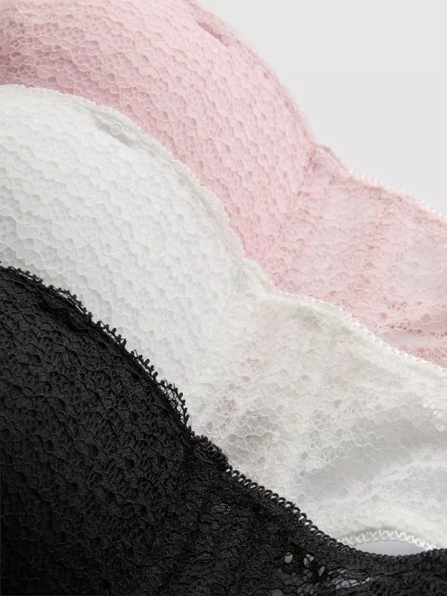 3pk all-over lace balcony bras