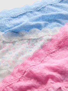 3pk all-over lace thongs