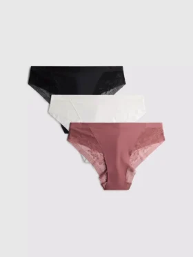3pk brazilian lace detail thongs