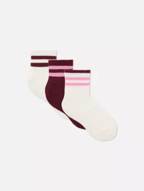 3pk colorblock quarter socks