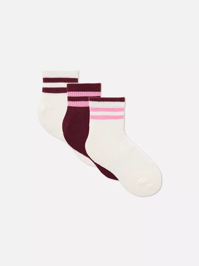 3pk colorblock quarter socks
