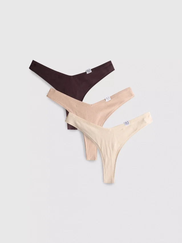 3pk cotton-rich ribbed miami thongs
