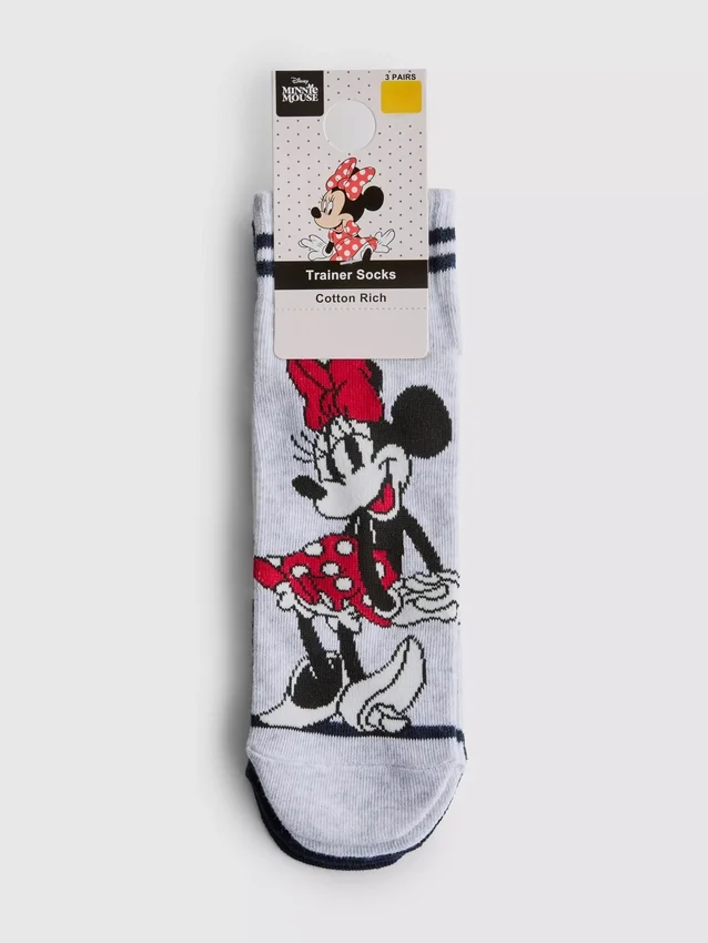 3pk disney's minnie mouse ankle socks