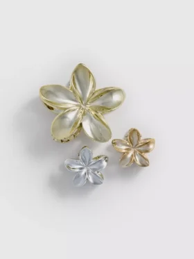 3pk flower claw clips