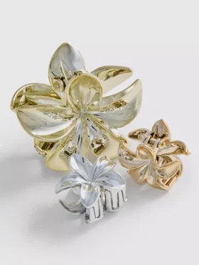 3pk flower claw clips