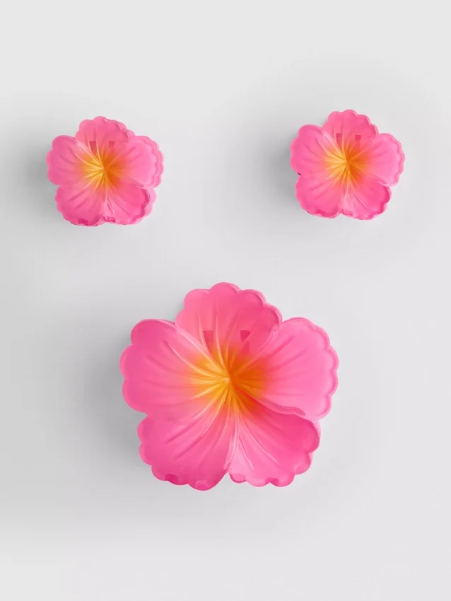 3pk flower hair clips