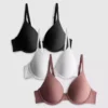 3pk full-coverage t-shirt bra