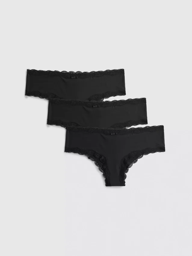 3pk lace-trim hipster briefs