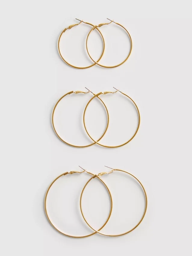 3pk large hoop earrings