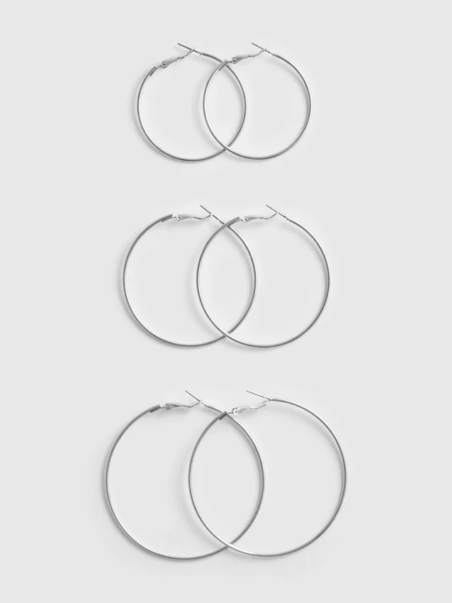 3pk large hoop earrings