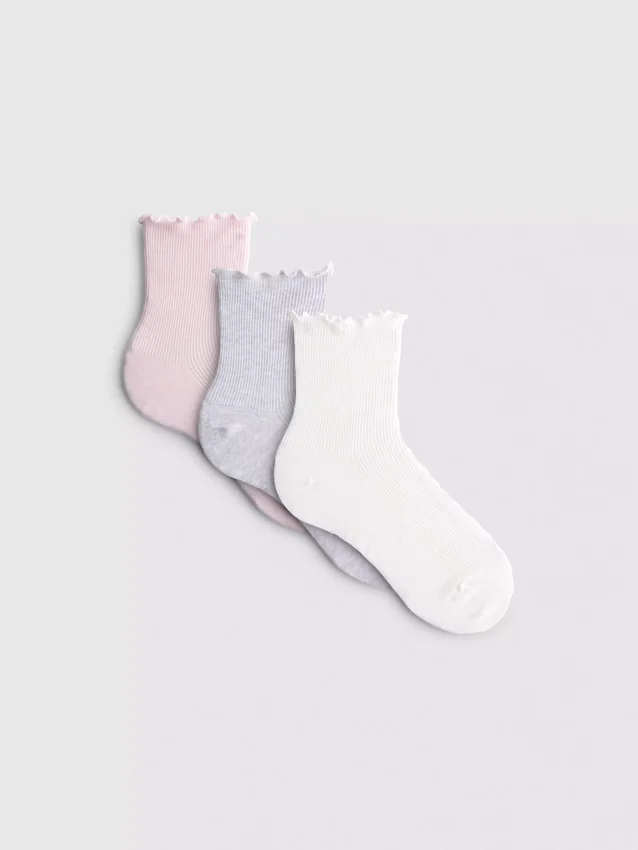 3pk lettuce trim ankle socks