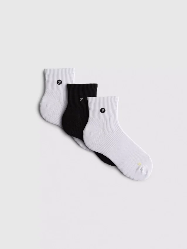 3pk microfiber quarter crew active socks