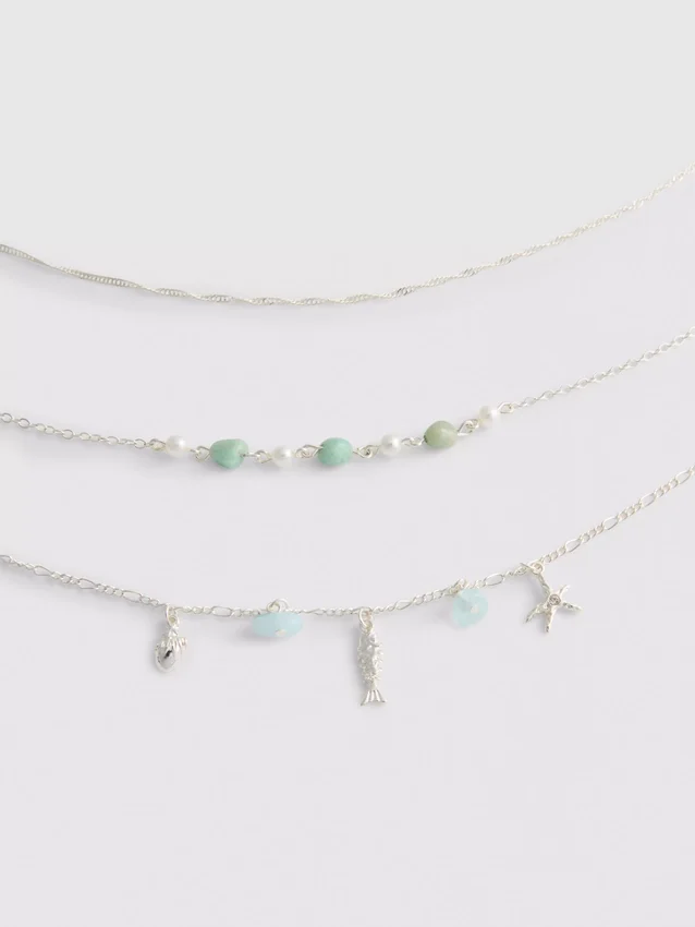 3pk mixed charm necklaces