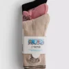 3pk one piece ribbed socks