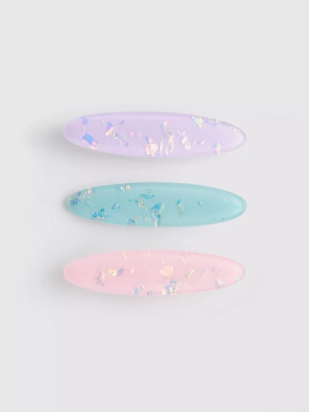3pk oval resin hair clips