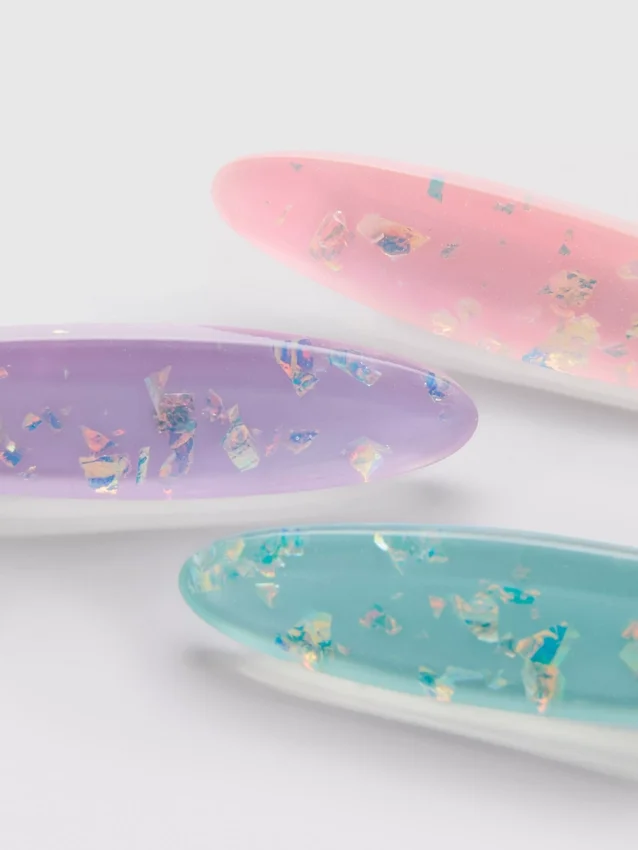 3pk oval resin hair clips