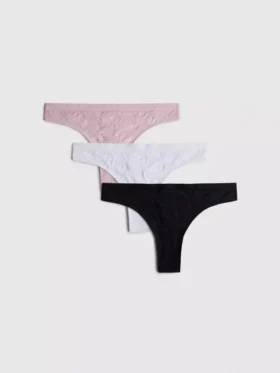 3pk seamless jacquard thongs