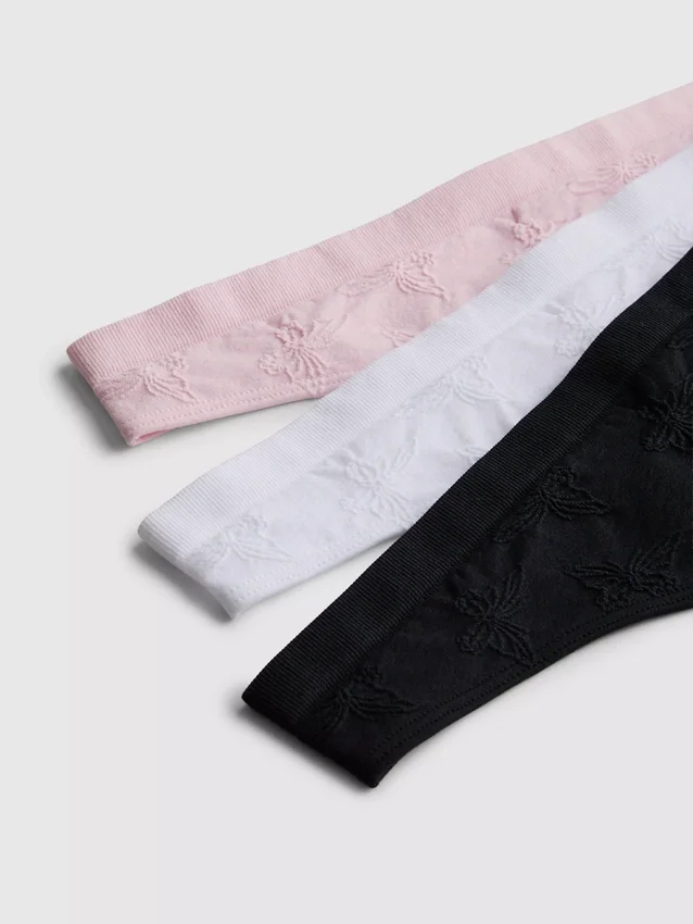3pk seamless jacquard thongs
