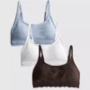 3pk seamless lace-trim bralette