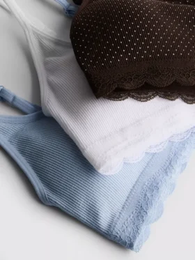 3pk seamless lace-trim bralette