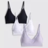 3pk seamless lace trim bralettes