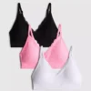 3pk seamless lace trim bralettes