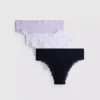 3pk seamless ribbed lace thongs