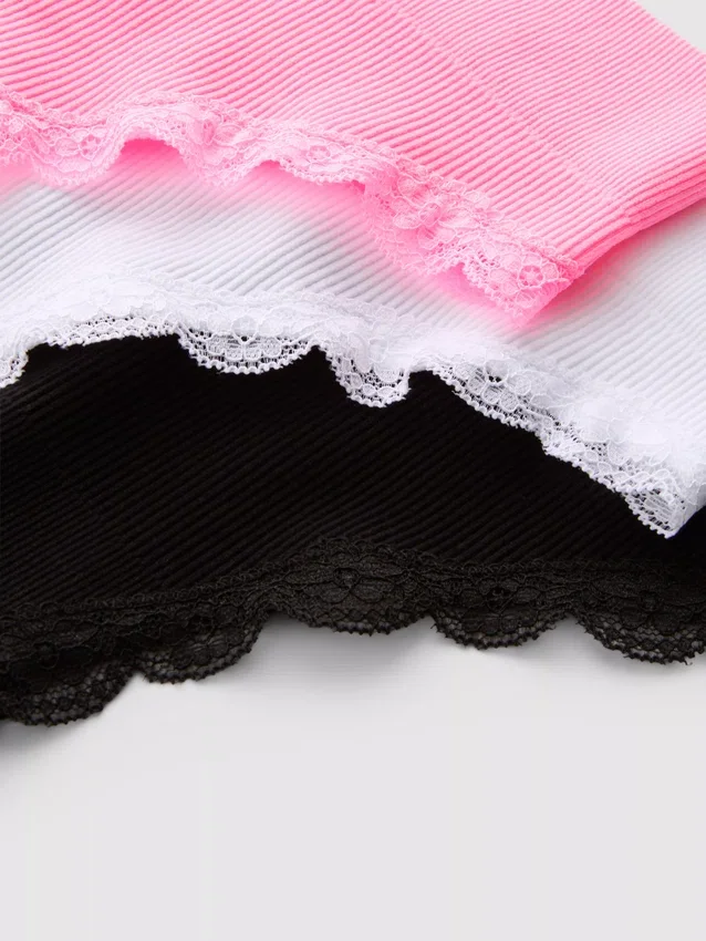 3pk seamless ribbed lace thongs