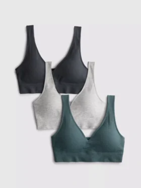 3pk seamless v-neck bralettes