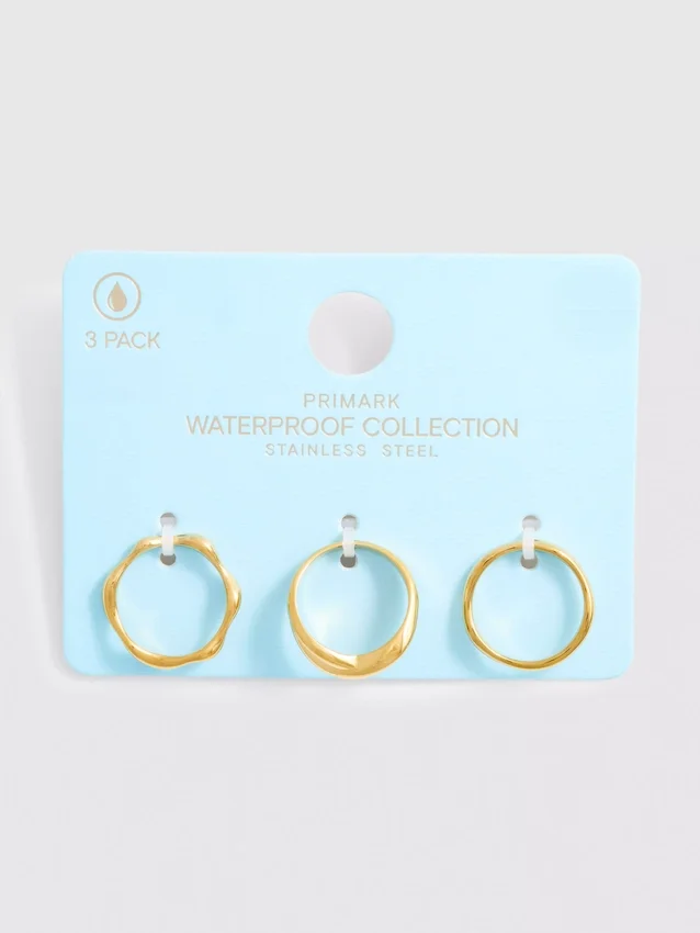 3pk waterproof mixed design rings