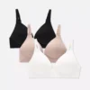 3pk wire free brushed bras