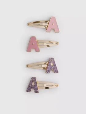 4-pack initial snap hair clips