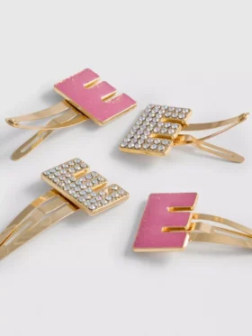 4-pack initial snap hair clips
