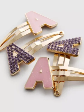 4-pack initial snap hair clips