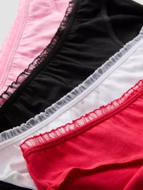 4pk ruffle-trim high-waisted briefs