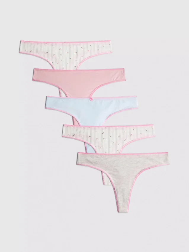 5-pack cotton rich thongs