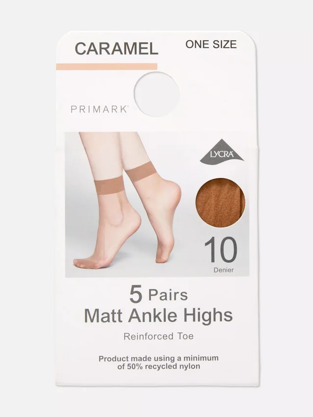 5pk 10 denier ankle-high stockings