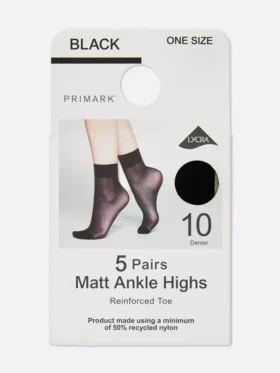 5pk 10 denier ankle-high stockings
