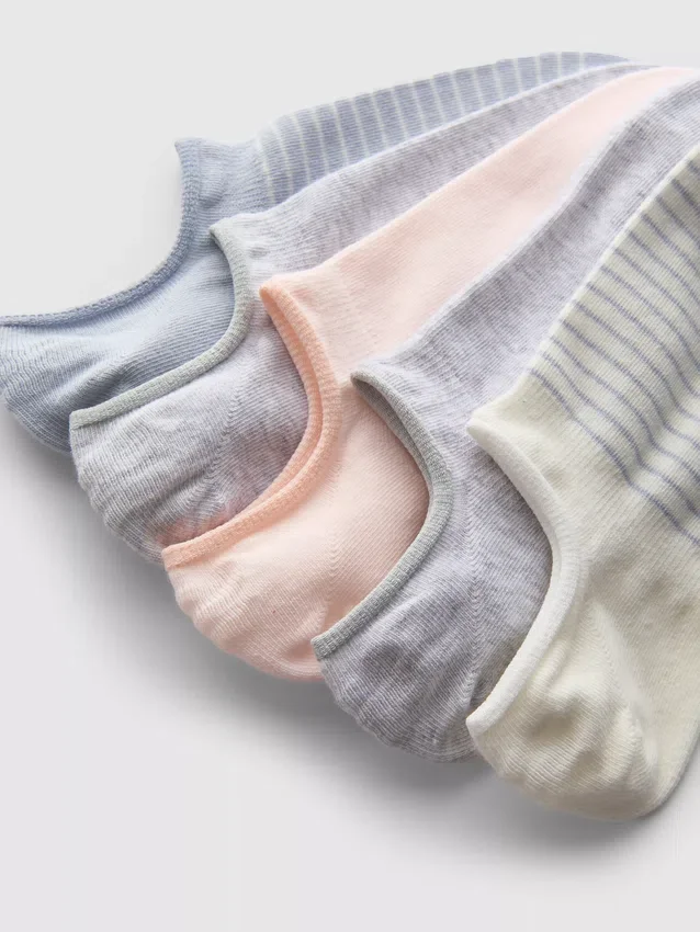 5pk cotton no-show ankle socks