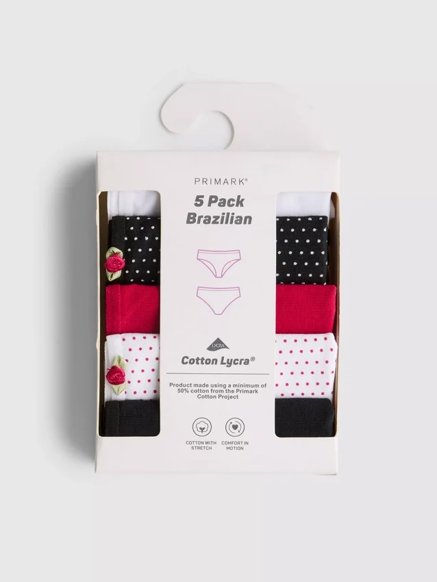 5pk cotton-rich printed brazilian briefs