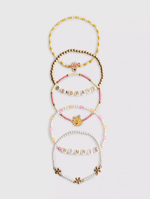 5pk disney's winnie the pooh beaded charm bracelets