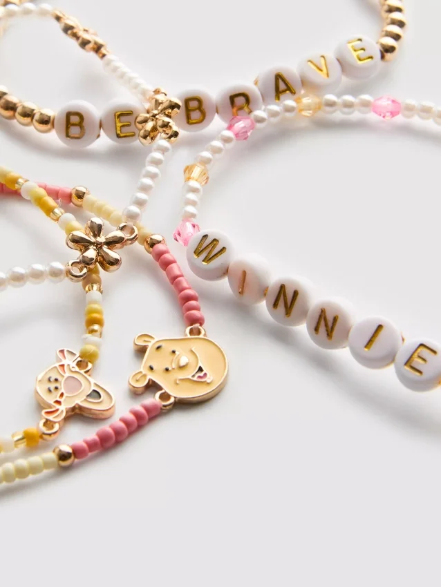 5pk disney's winnie the pooh beaded charm bracelets