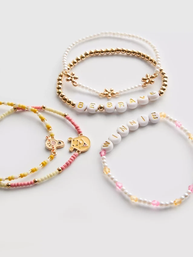 5pk disney's winnie the pooh beaded charm bracelets