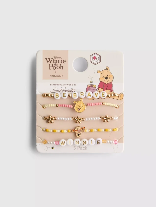 5pk disney's winnie the pooh beaded charm bracelets