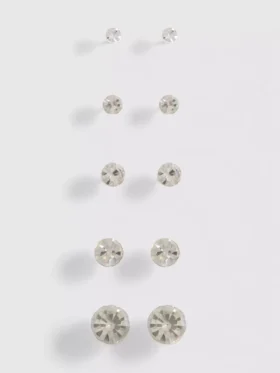 5pk gem stud earrings